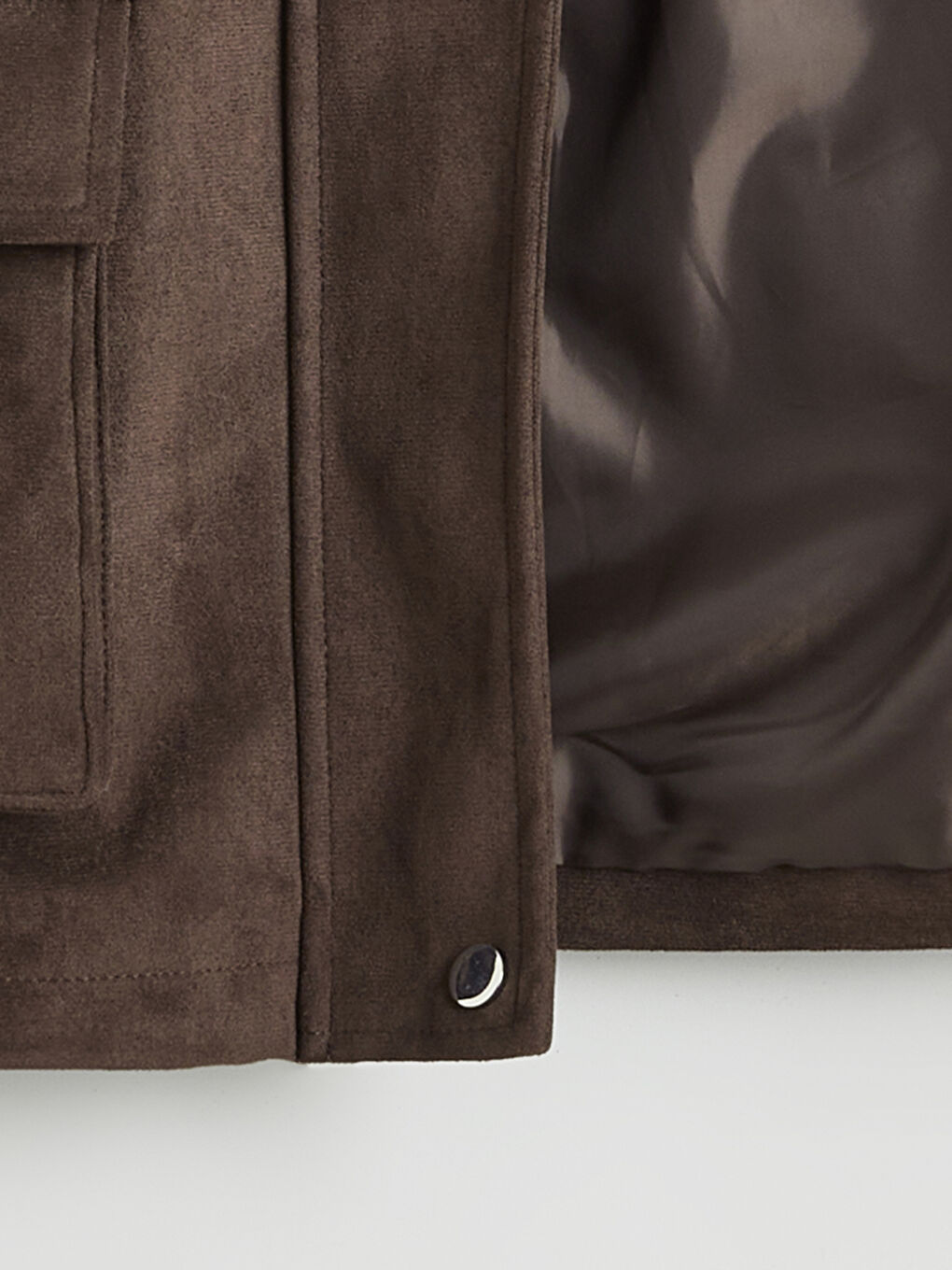 Kahverengi Gömlek Yaka Oversize Kadın Süet Görünümlü Ceket-7