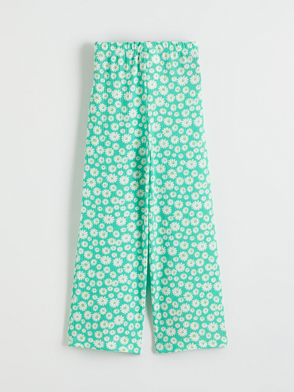 Yeşil Beli Lastikli Çiçekli Kız Çocuk Pantolon-2