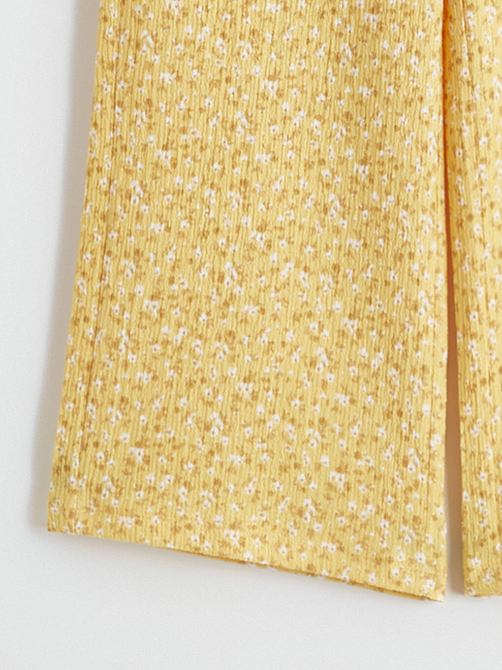 Sarı Beli Lastikli Çiçekli Kız Çocuk Pantolon-1