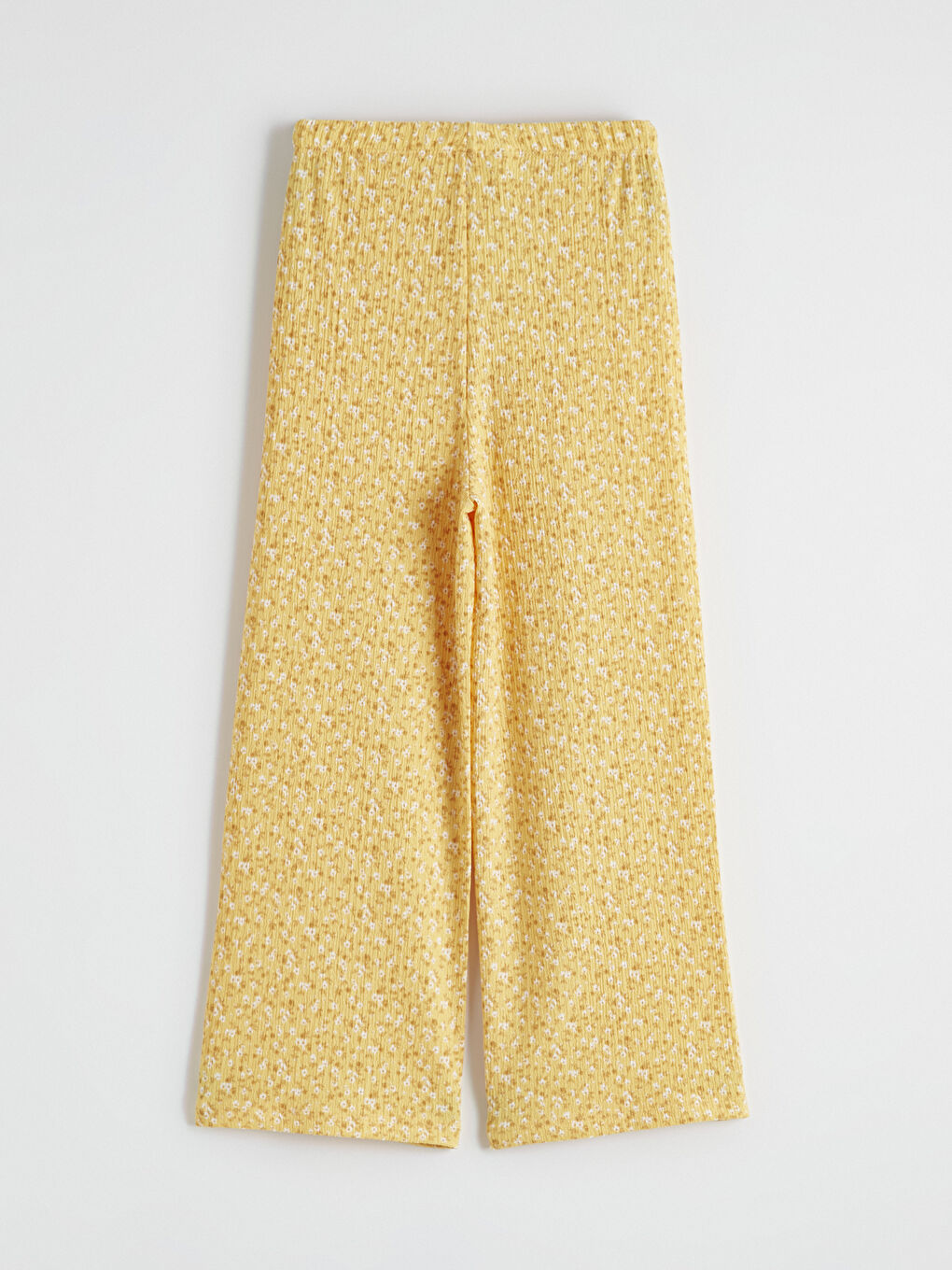 Sarı Beli Lastikli Çiçekli Kız Çocuk Pantolon-2