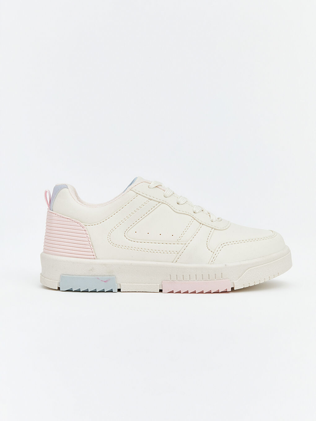 Ekru Bağcıklı Kalın Tabanlı Kız Çocuk Spor Ayakkabı-1