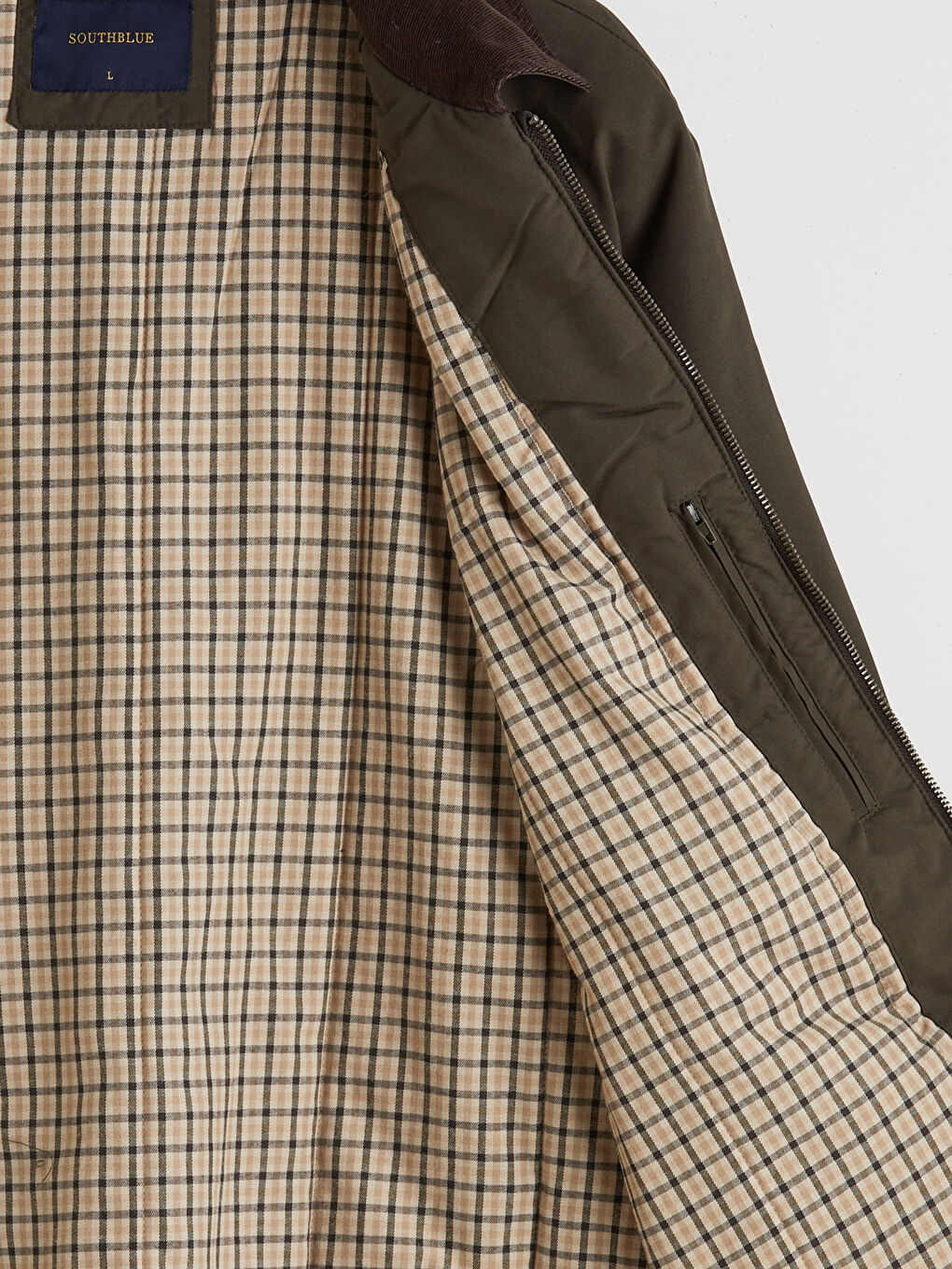 Haki Standart Kalıp Kadife Yaka Erkek Mont-6