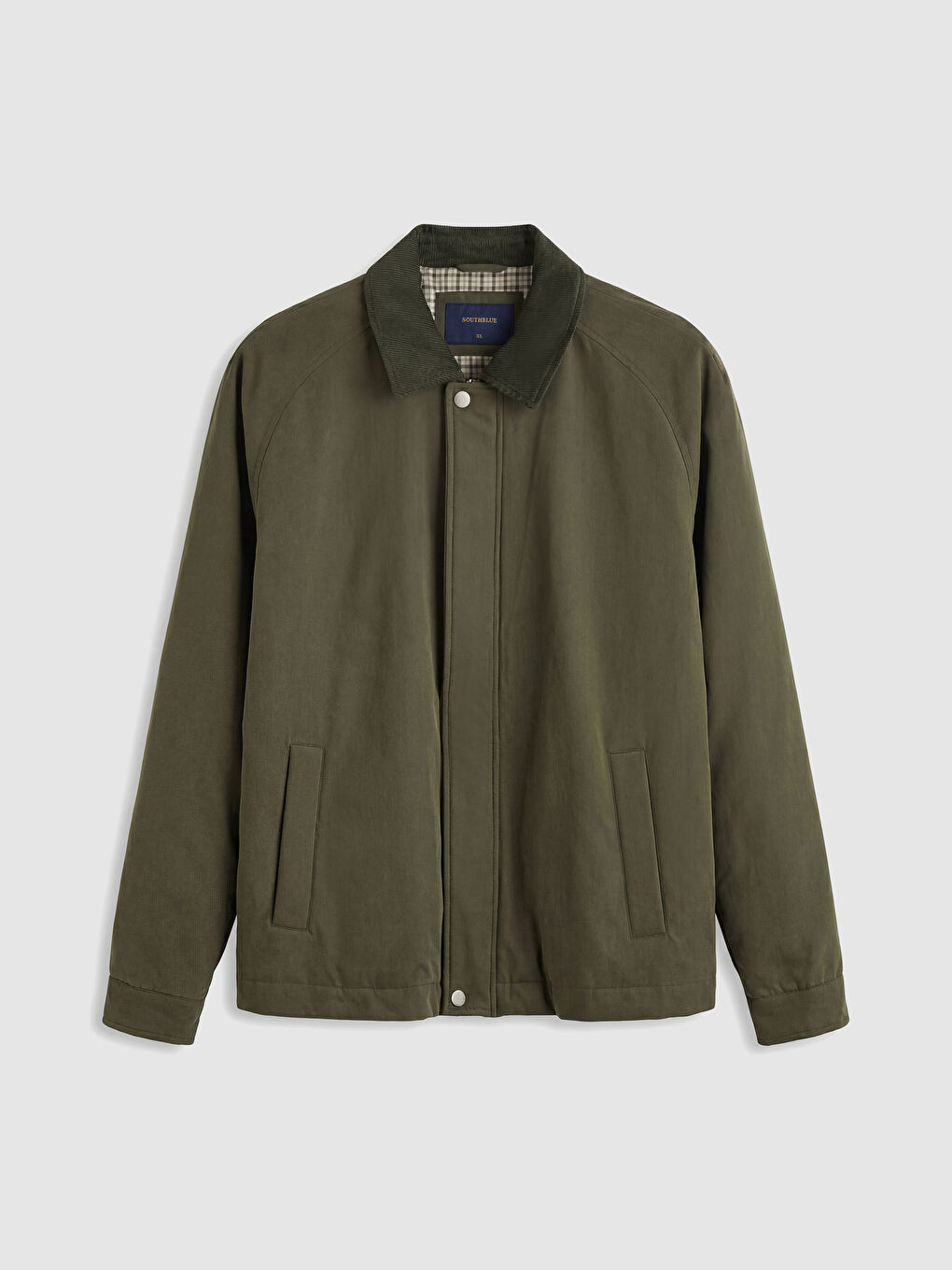 Haki Standart Kalıp Kadife Yaka Erkek Mont-2