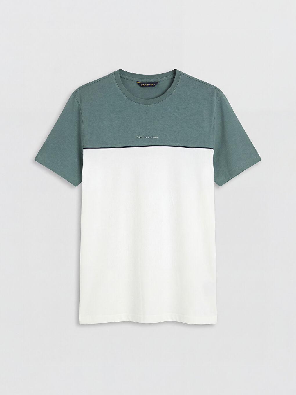 Bisiklet Yaka Renk Bloklu Penye Erkek Tişört-4