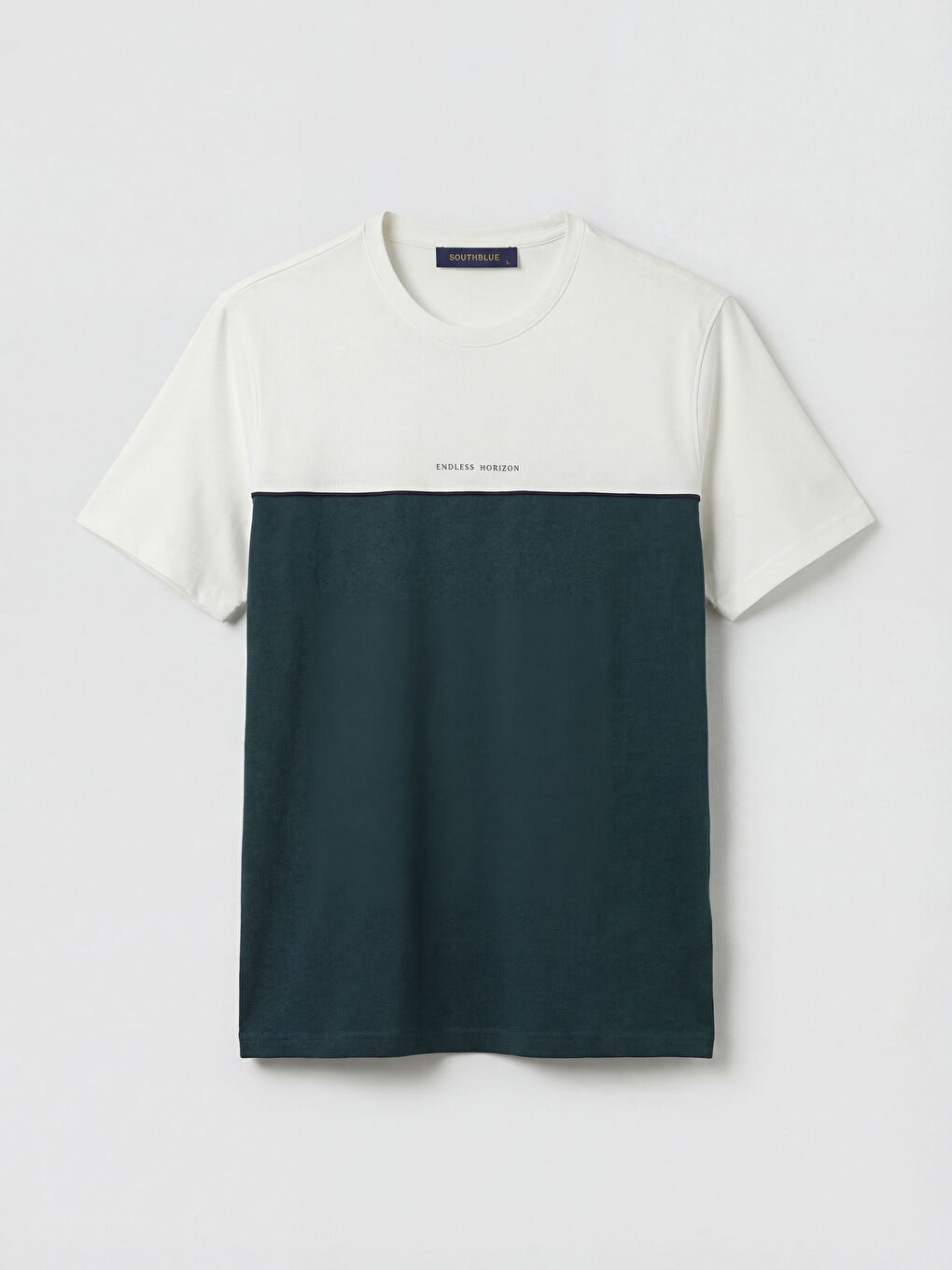 Bisiklet Yaka Renk Bloklu Penye Erkek Tişört-4