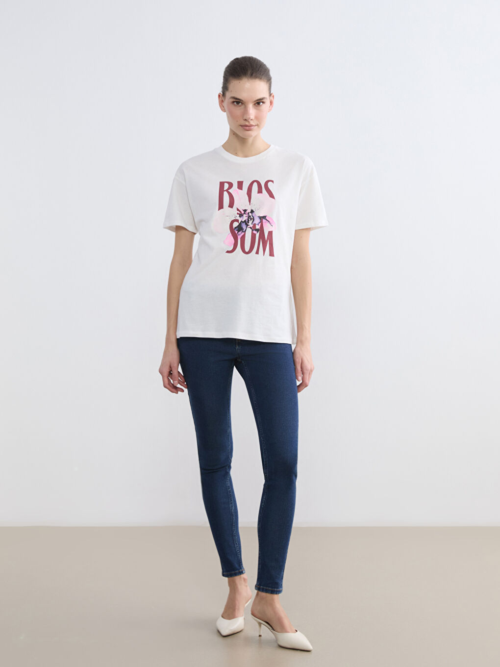 Crew Neck Printed Women's T-Shirt-1