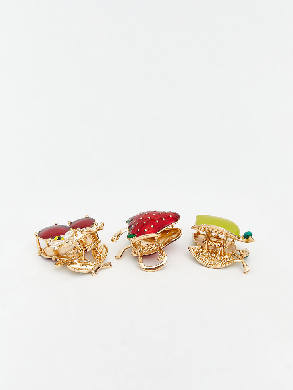 Karışık Taş Detaylı Çoklu Meyve Figürlü Kadın Mandal Toka Seti 3'lü-2