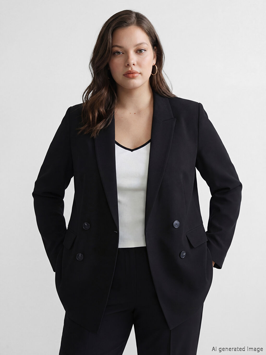 Sacoul feminin cu două rânduri de nasturi-1