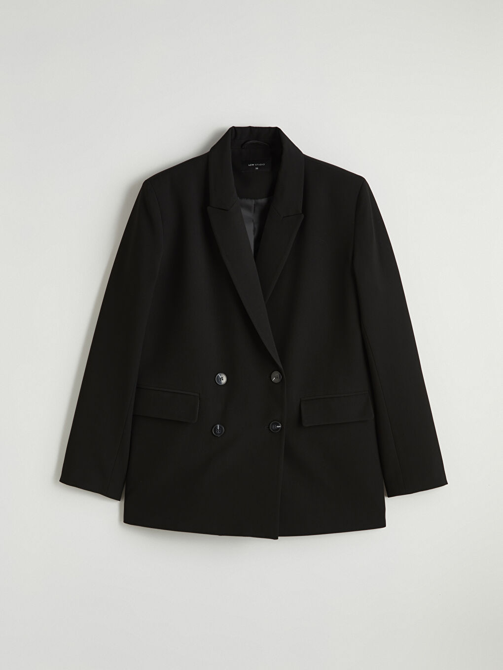 Siyah Kruvaze Yaka Kadın Blazer Ceket	-5