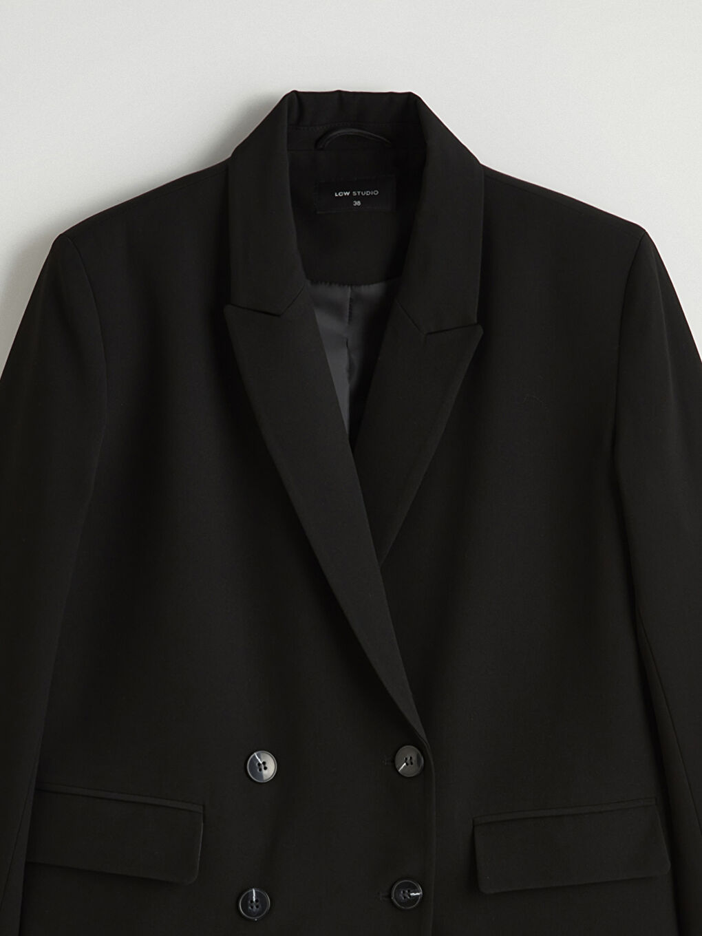 Siyah Kruvaze Yaka Kadın Blazer Ceket	-6