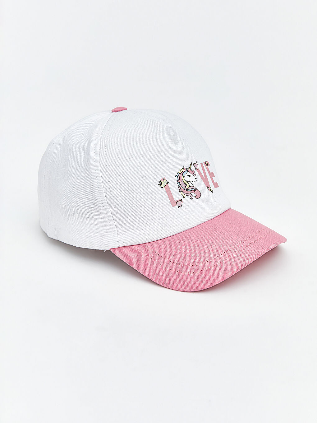 Beyaz Yazı Nakışlı Kız Çocuk Kep Şapka -1