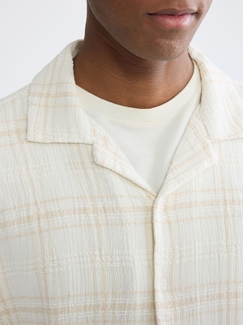 Ekru Regular Fit Erkek Gömlek-2