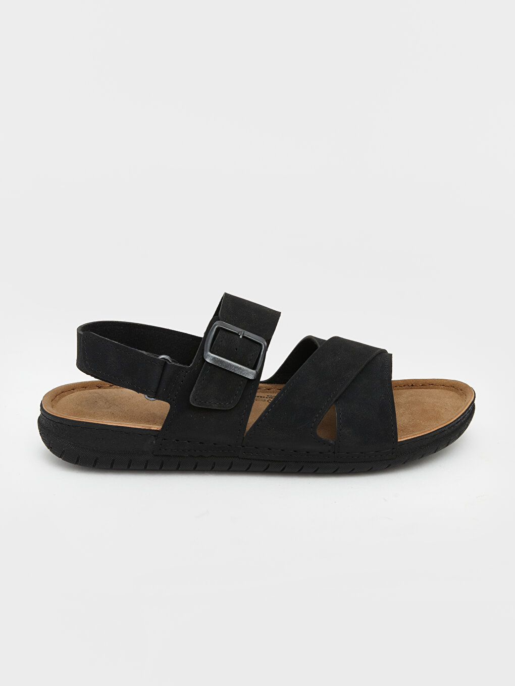 Siyah Tokalı ve Cırt Cırtlı Erkek Sandalet-1