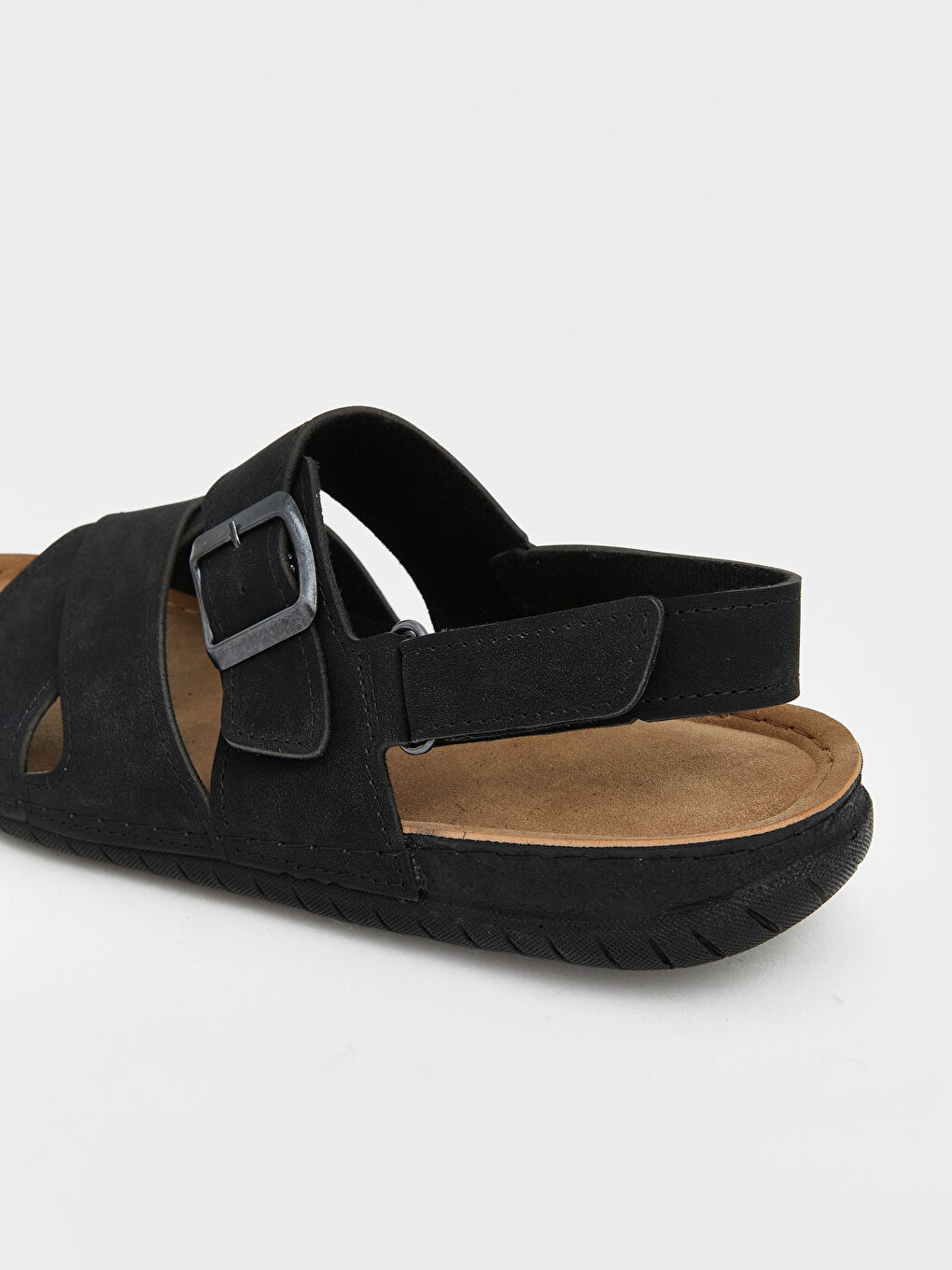 Siyah Tokalı ve Cırt Cırtlı Erkek Sandalet-4