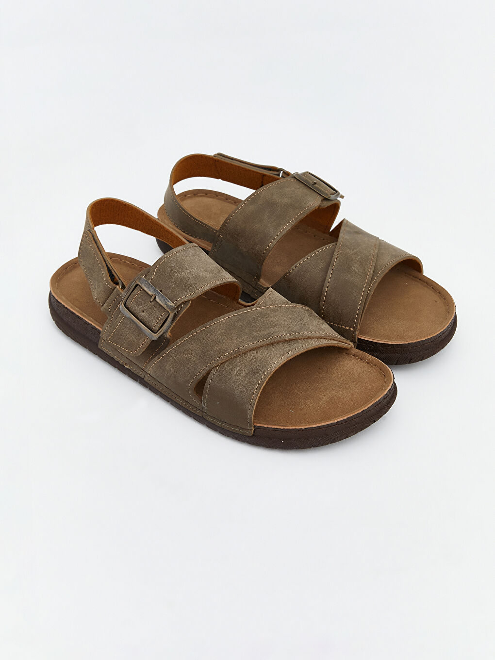 Bej Süet Görünümlü Erkek Sandalet