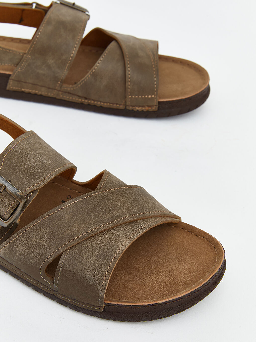 Bej Süet Görünümlü Erkek Sandalet-2