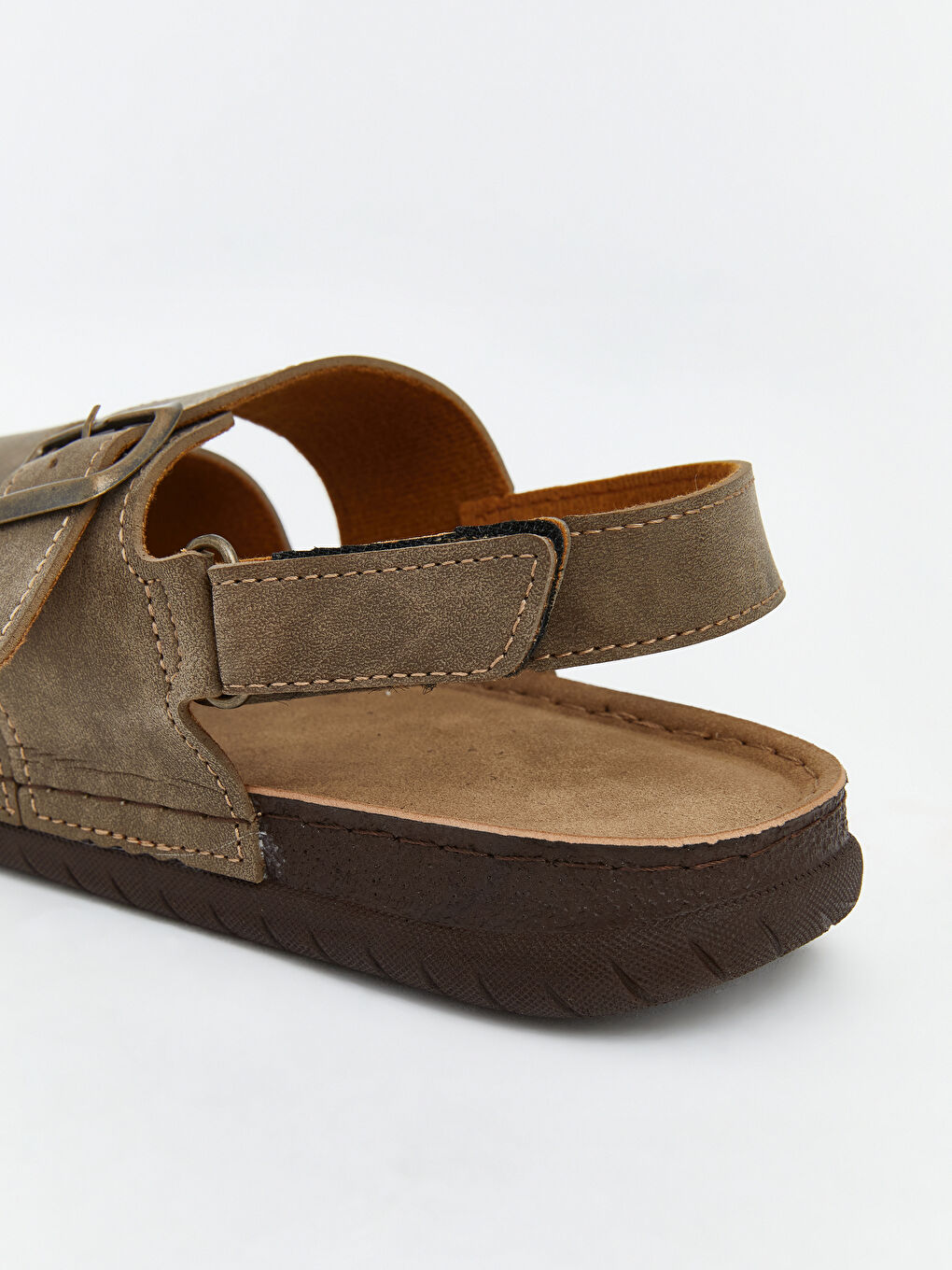 Bej Süet Görünümlü Erkek Sandalet-4