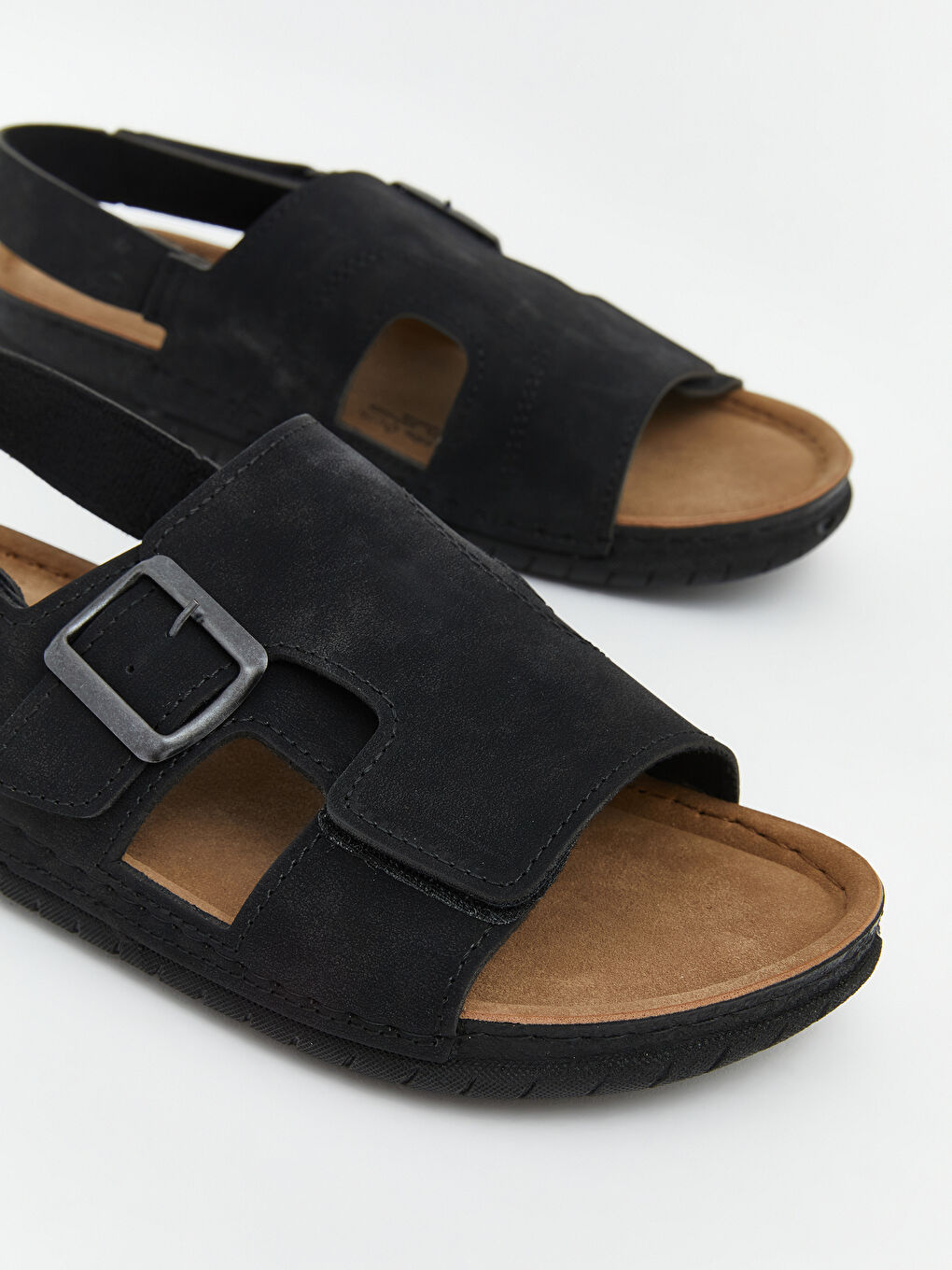 Siyah Süet Görünümlü Erkek Sandalet-2