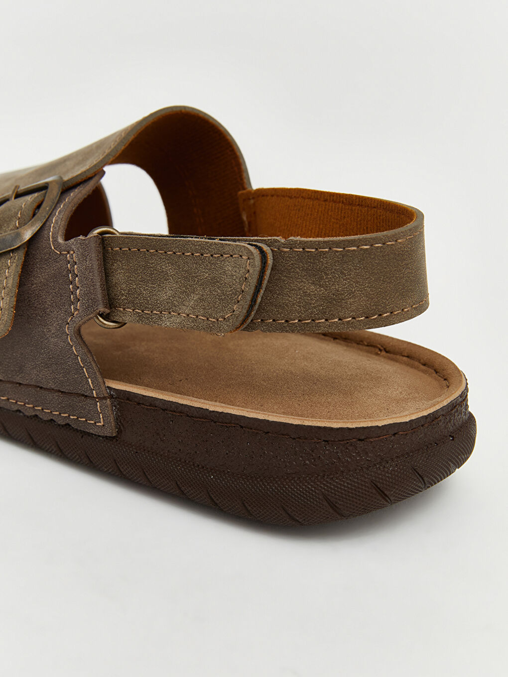 Bej Süet Görünümlü Erkek Sandalet-4