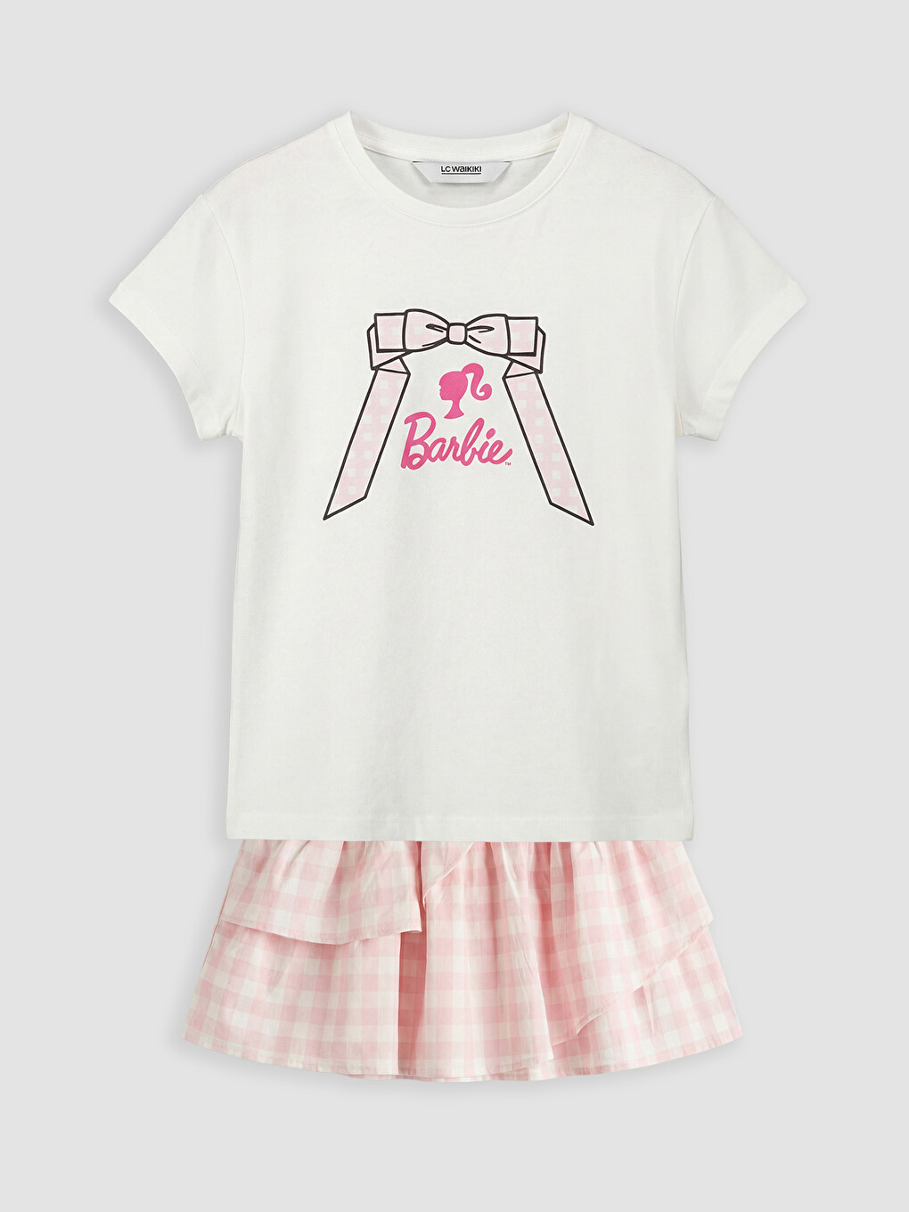 تيشورت وتنورة مطبوعين للبنات من Barbie-5