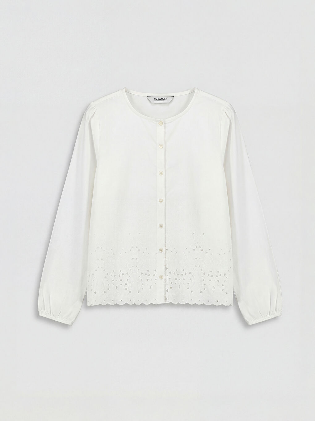 Beyaz Fisto Detaylı Kız Çocuk Gömlek