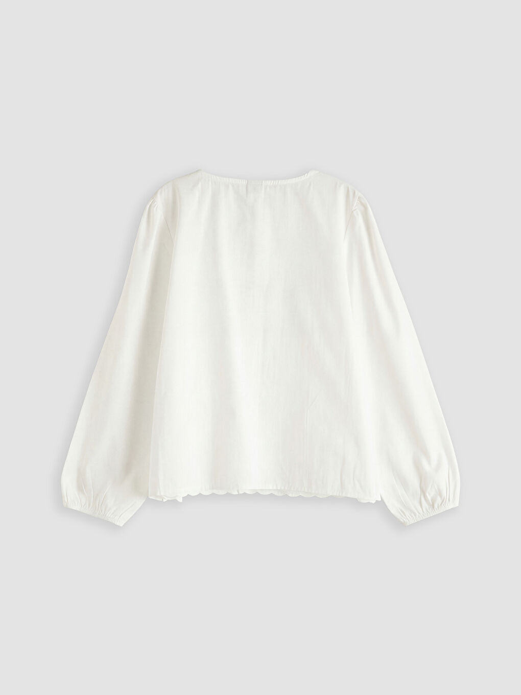 Beyaz Fisto Detaylı Kız Çocuk Gömlek-1