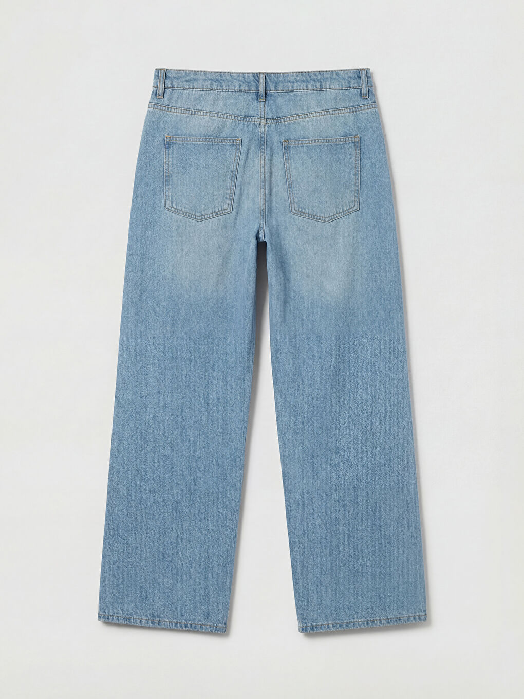 İndigo Yüksek Bel Baggy Fit Kadın Jean Pantolon-5