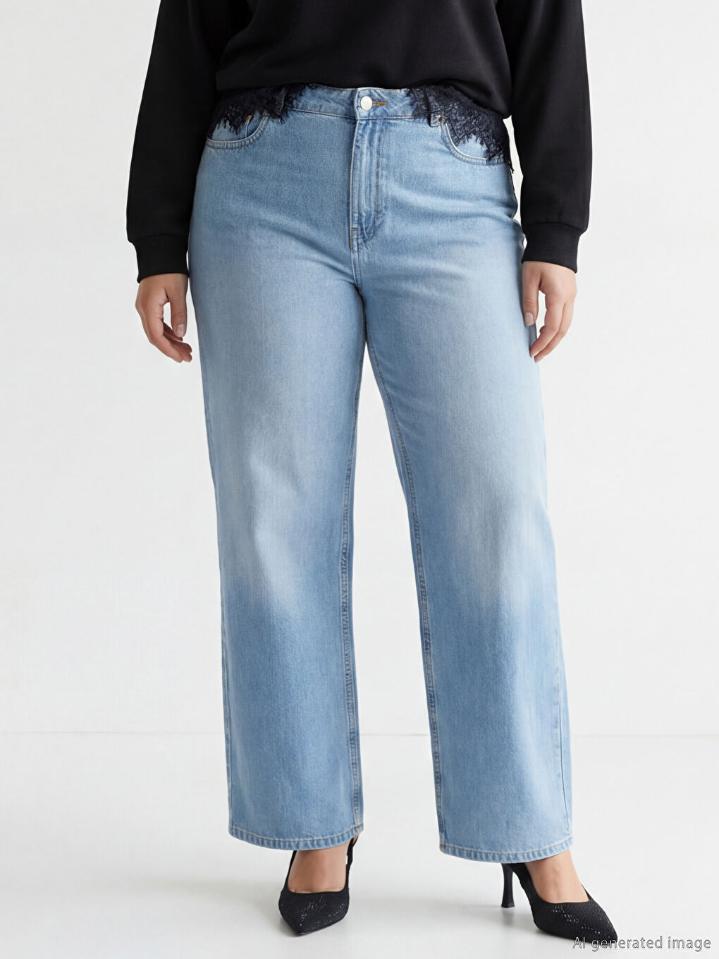 İndigo Wideleg Kadın Jean Pantolon-2