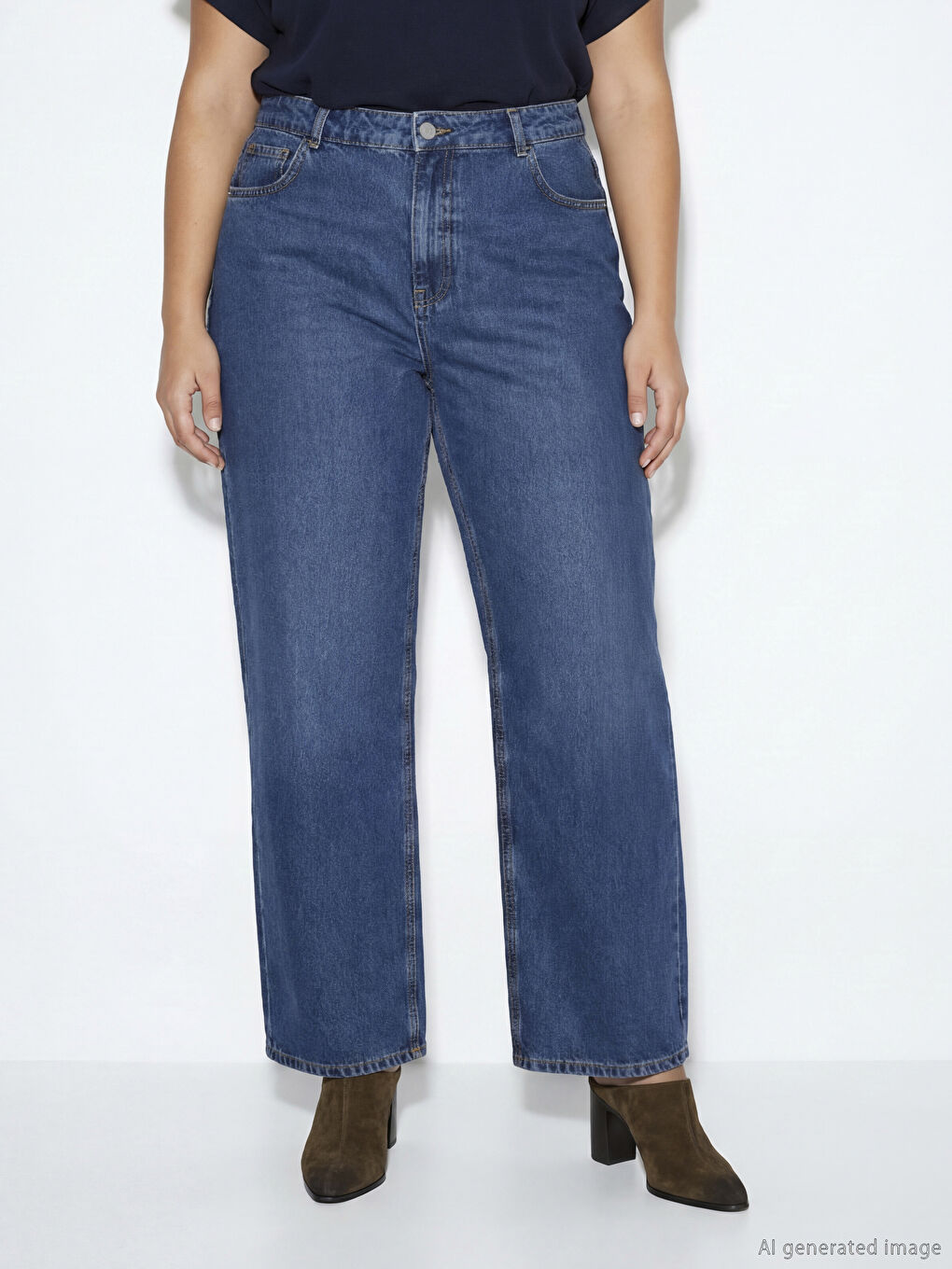 İndigo Wideleg Kadın Jean Pantolon-1