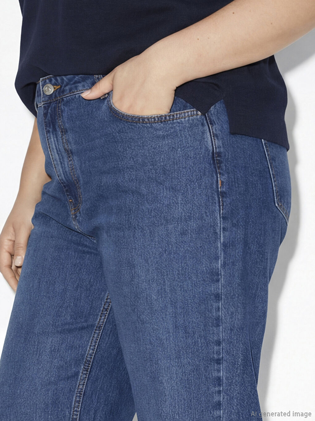 İndigo Wideleg Kadın Jean Pantolon-2