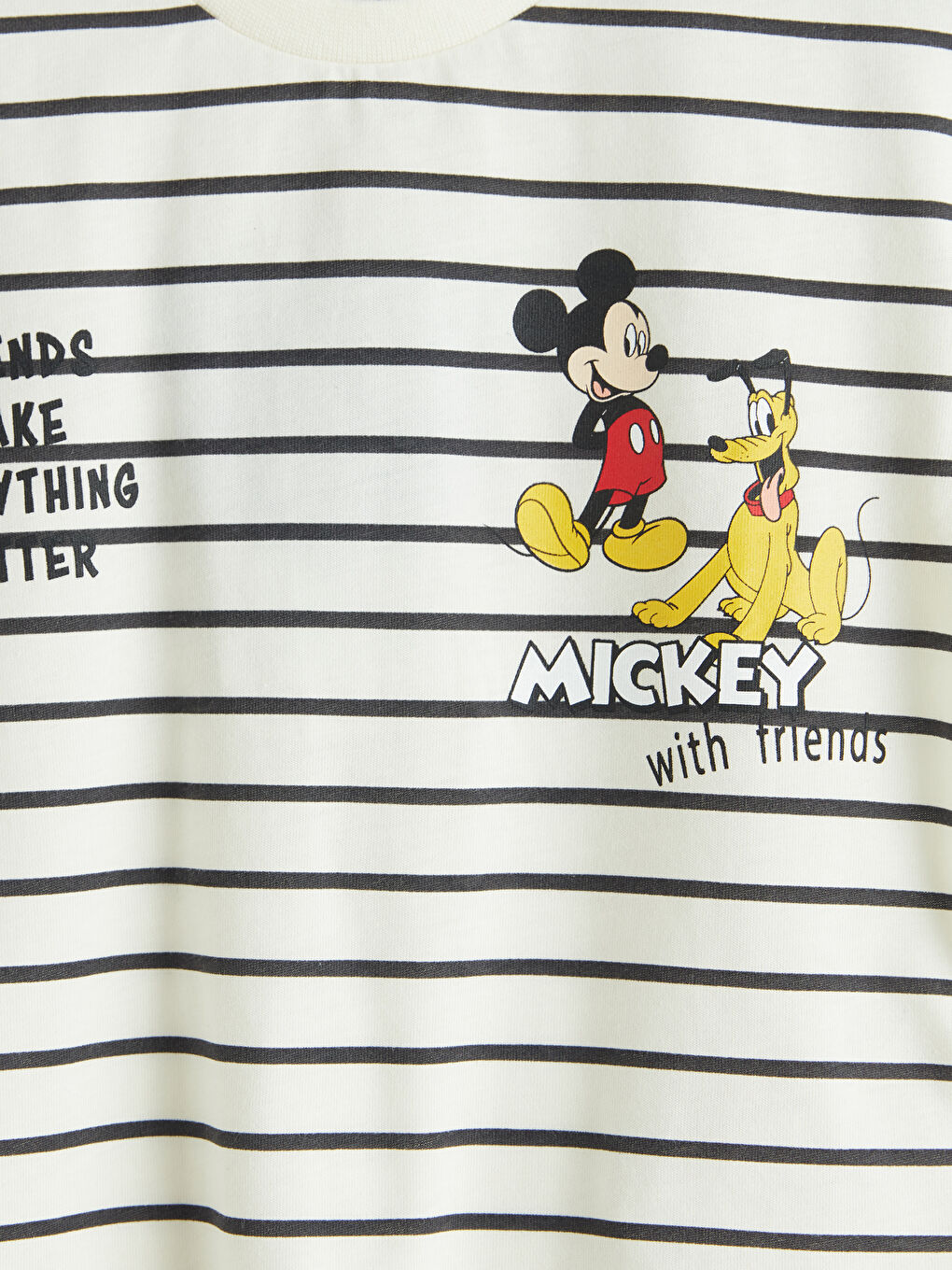 Ekru Bisiklet Yaka Mickey Mouse Baskılı Erkek Bebek Tişört-2