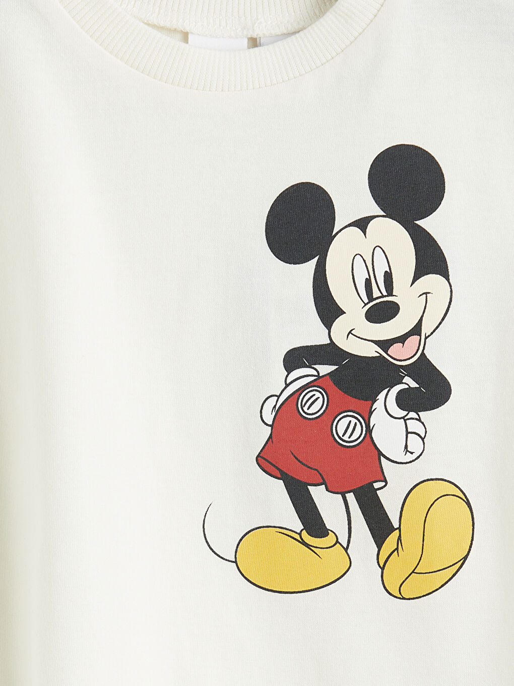 Ekru Mickey Mouse Baskılı Erkek Bebek Tişört-2