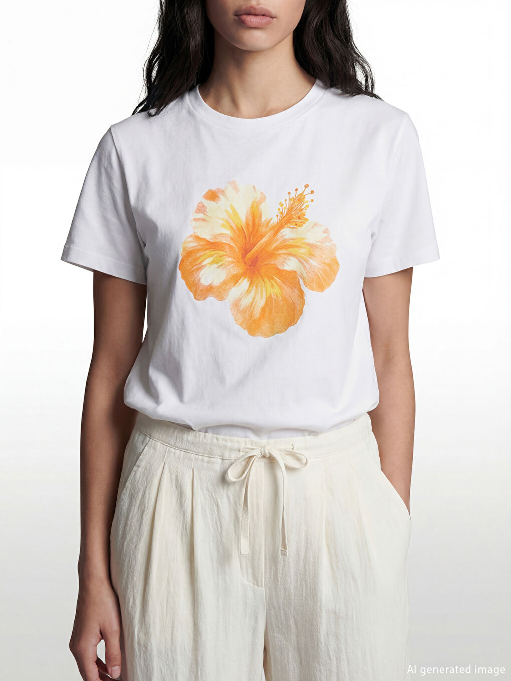 Crew Neck Printed Women's T-Shirt-2