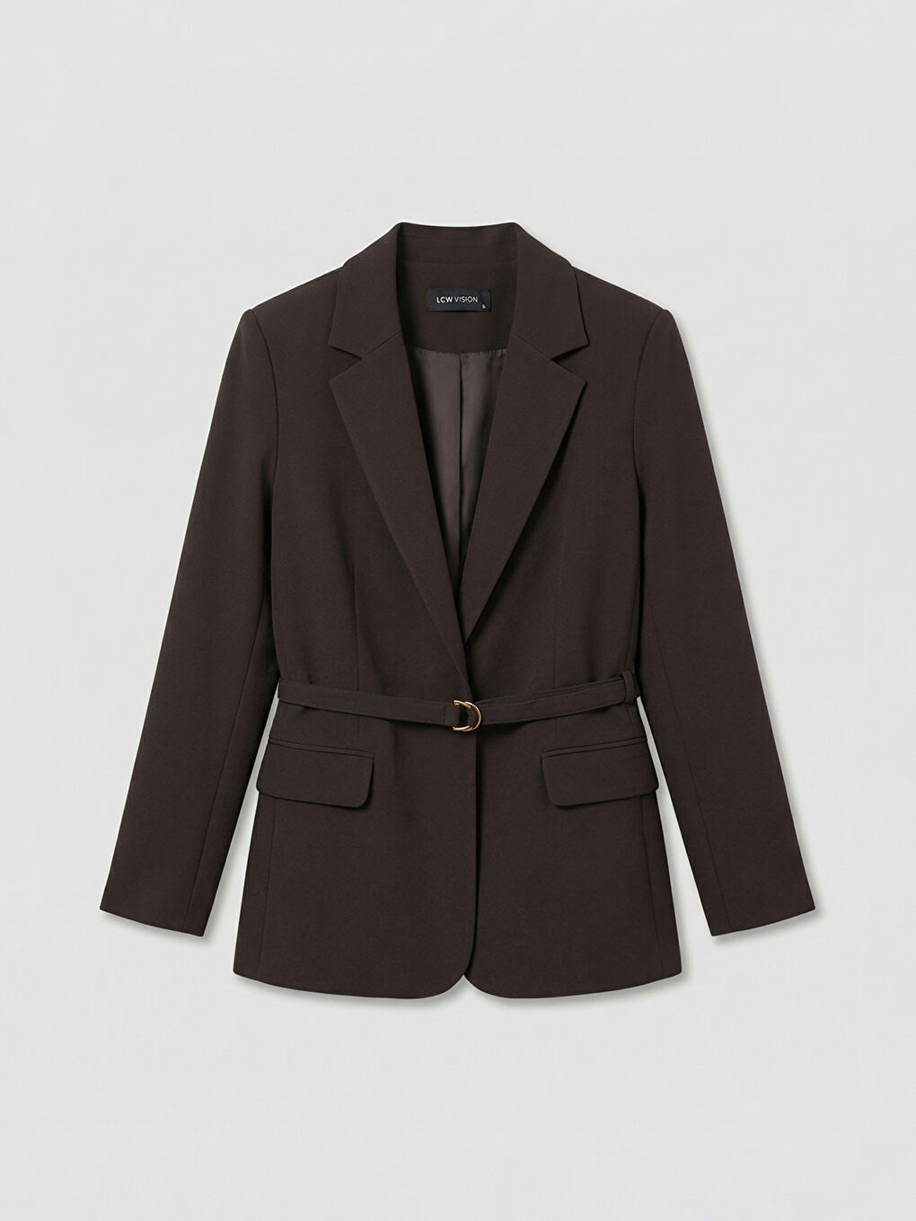 Kahverengi Beli Kemerli Kadın Blazer Ceket