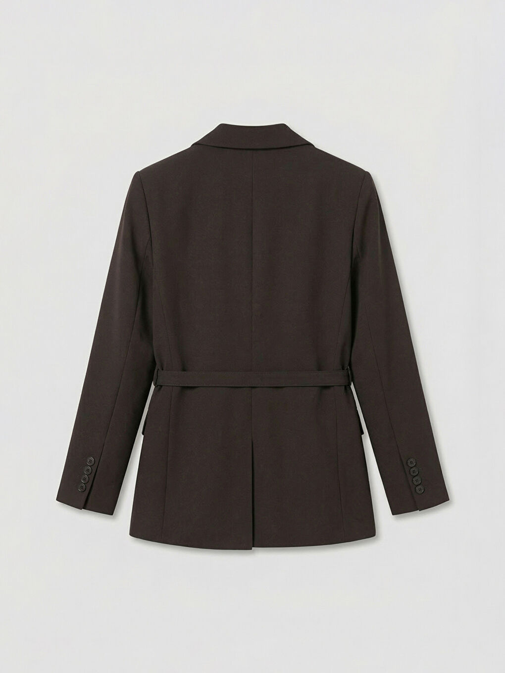 Kahverengi Beli Kemerli Kadın Blazer Ceket-1