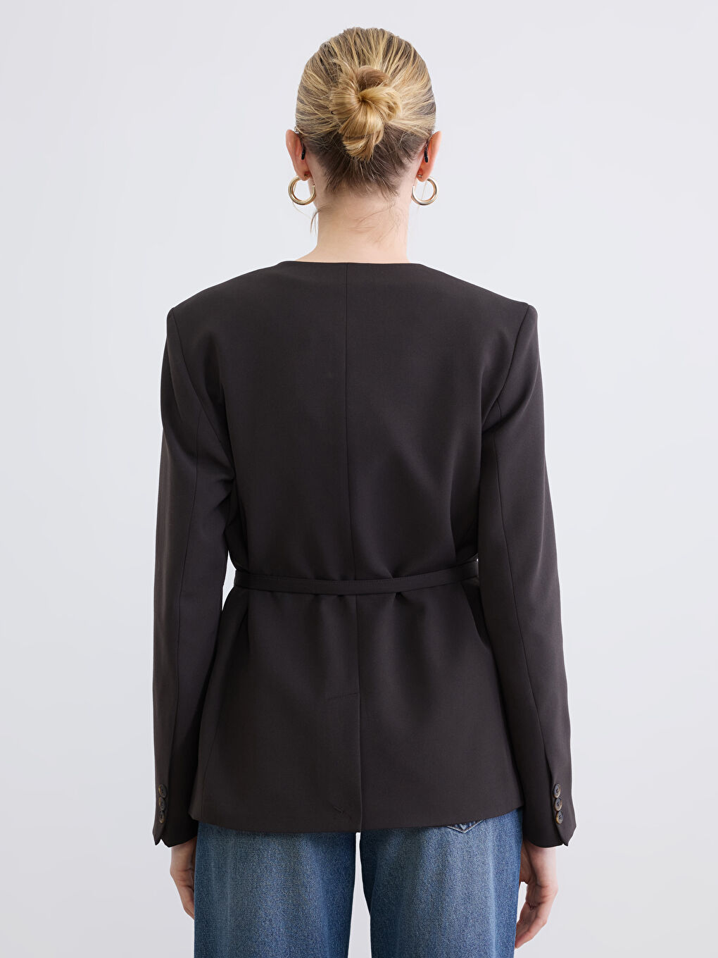 Women's Blazer Jacket with Belted Waist-3