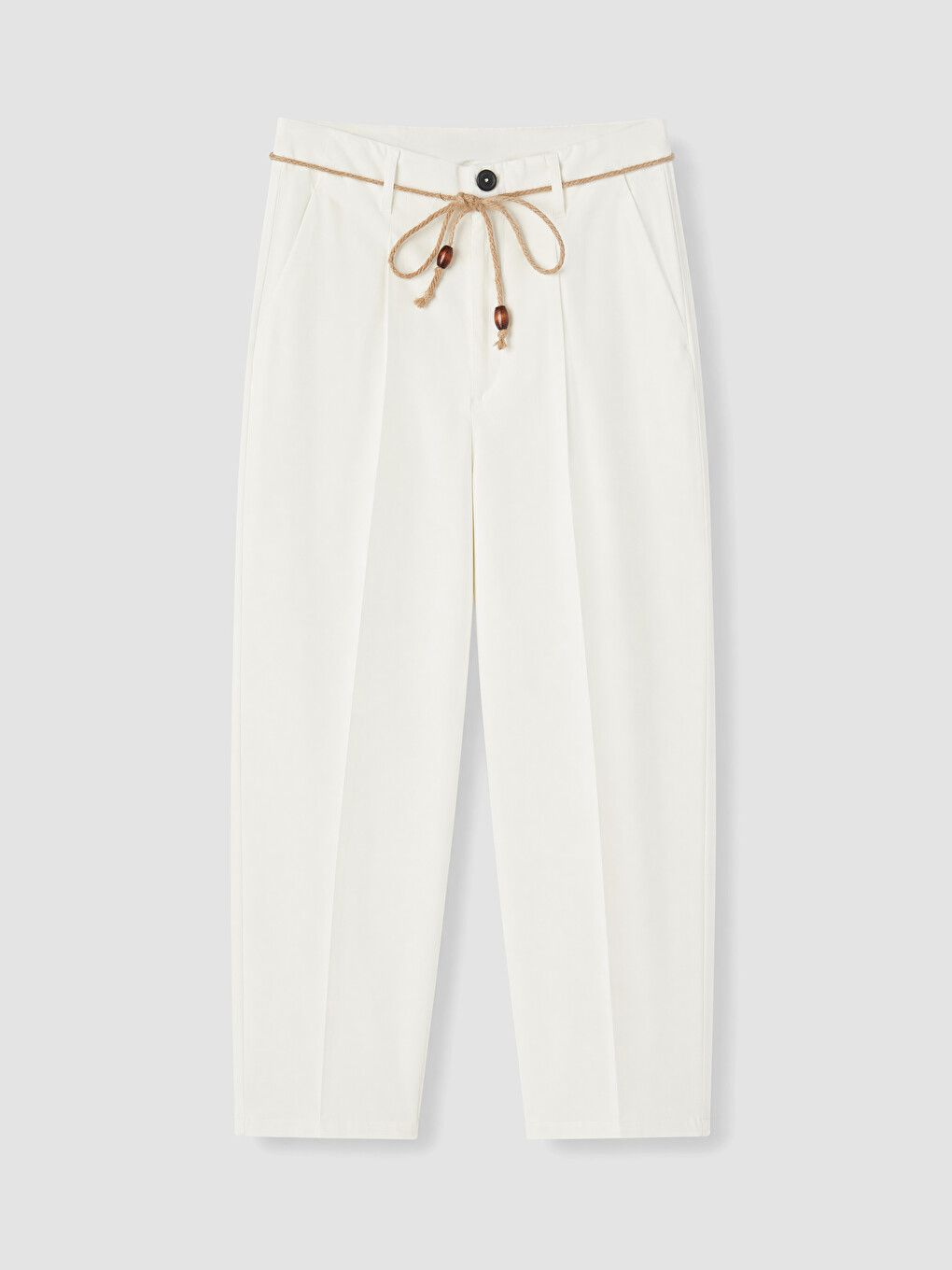 Belted Carrot Cut Women's Fabric Trousers-4