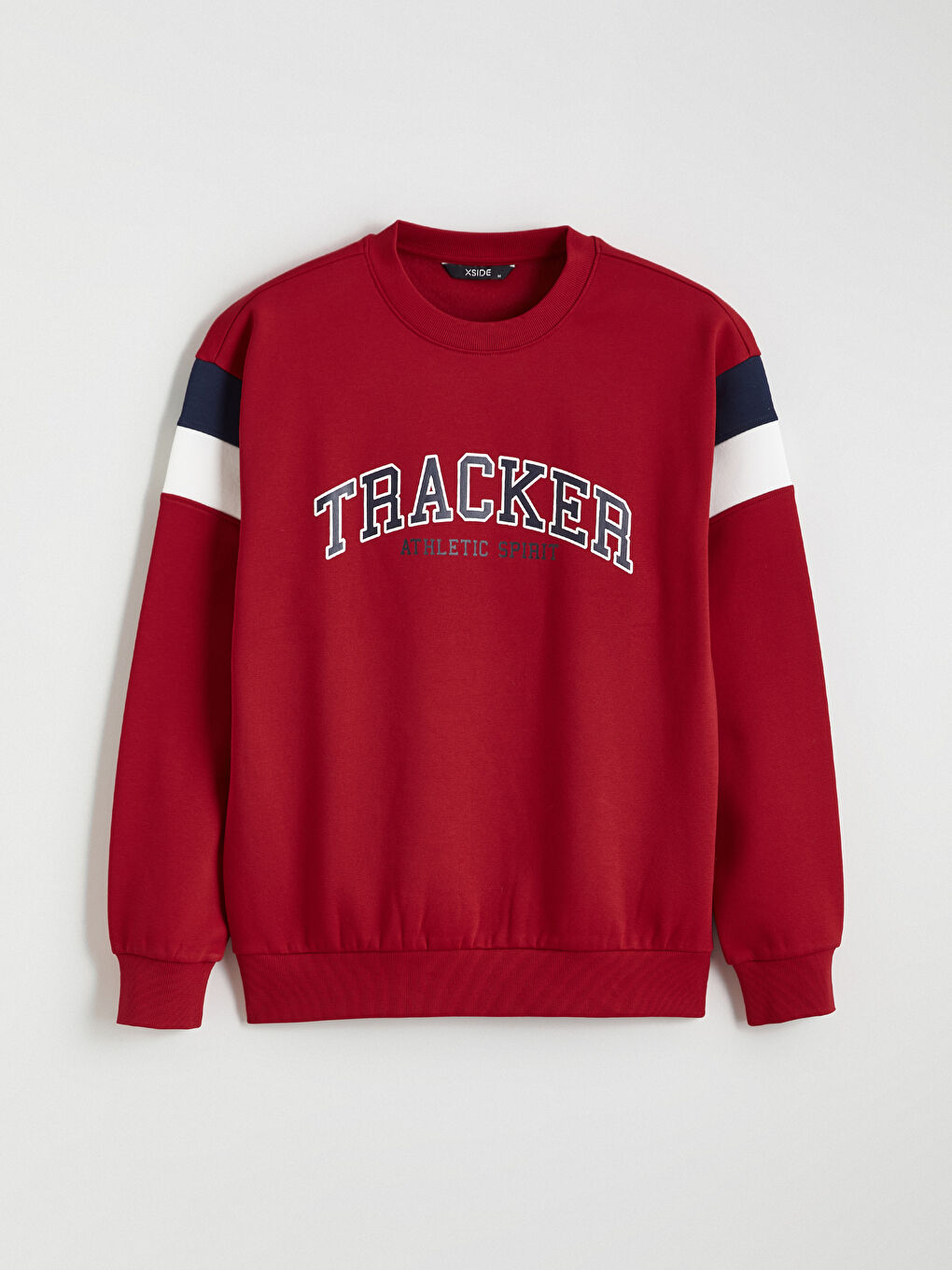 Kırmızı Bisiklet Yaka Baskılı Erkek Kalın Sweatshirt-4