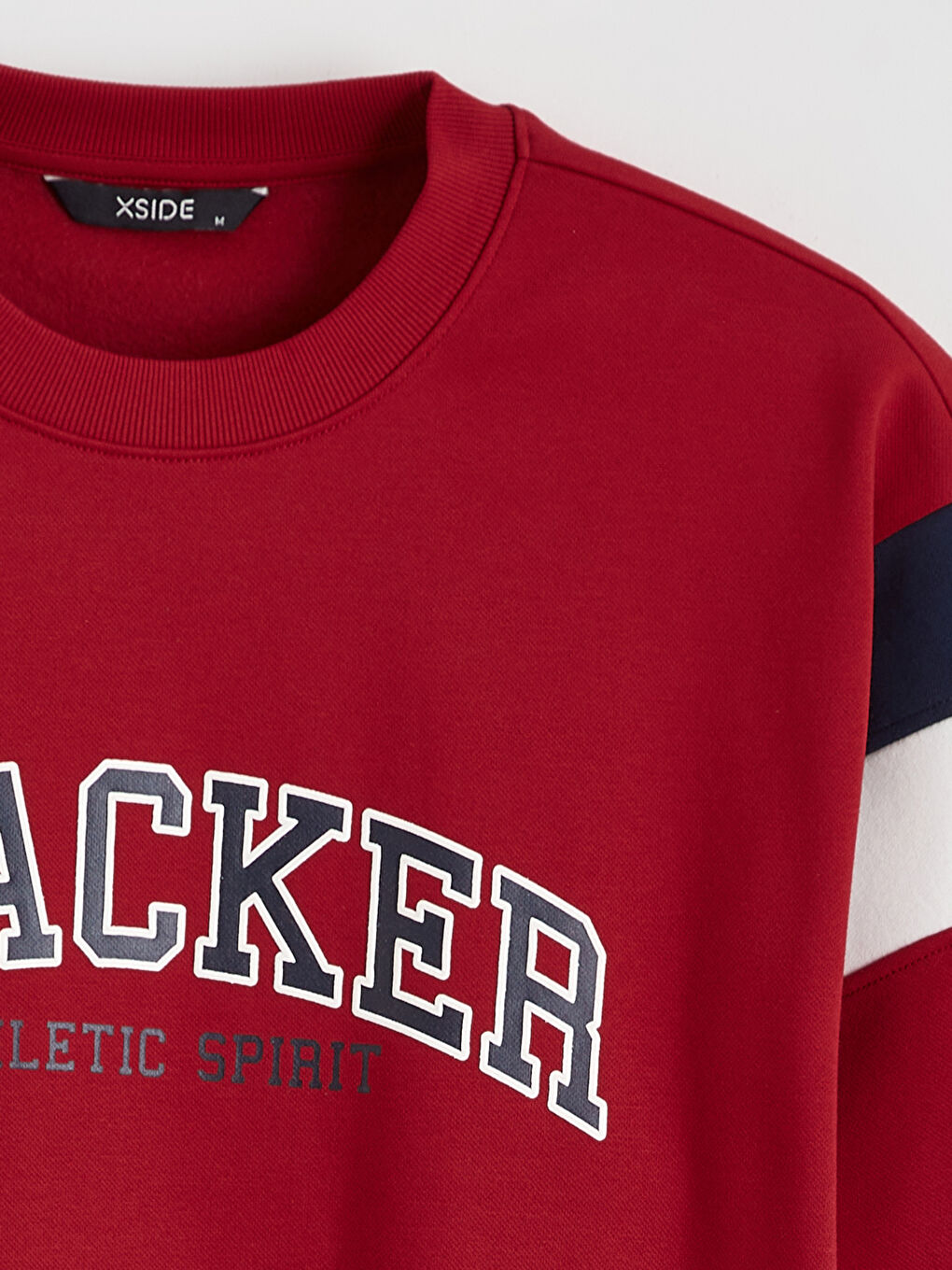 Kırmızı Bisiklet Yaka Baskılı Erkek Kalın Sweatshirt-5