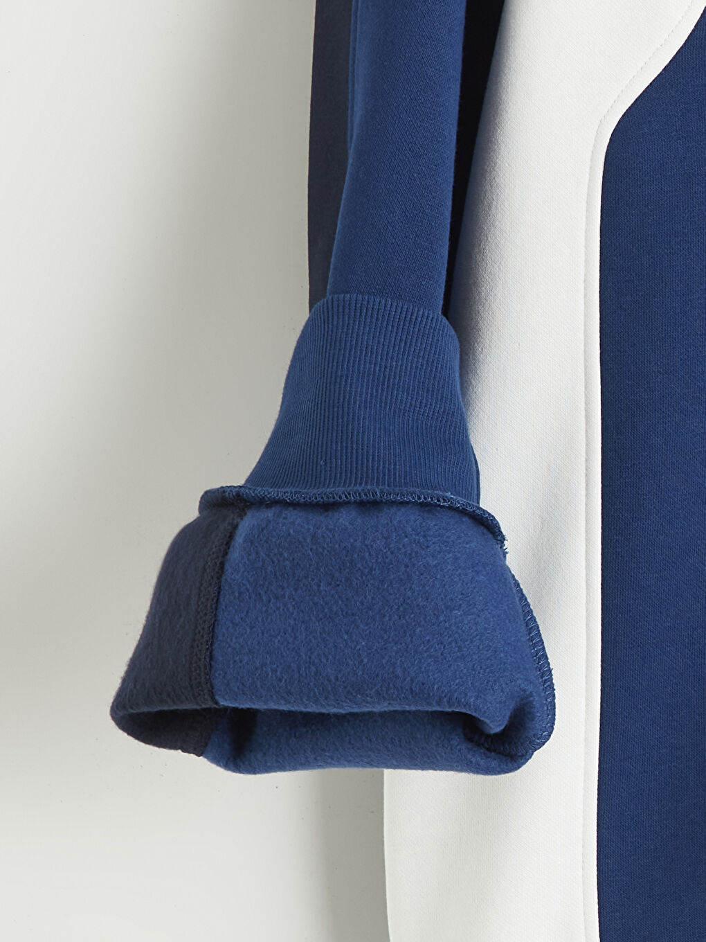 Lacivert Bisiklet Yaka Baskılı Erkek Kalın Sweatshirt-5