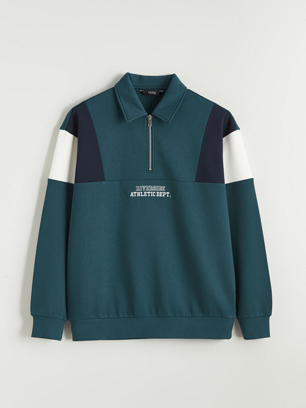 Petrol Polo Yaka Baskılı Erkek Sweatshirt-4