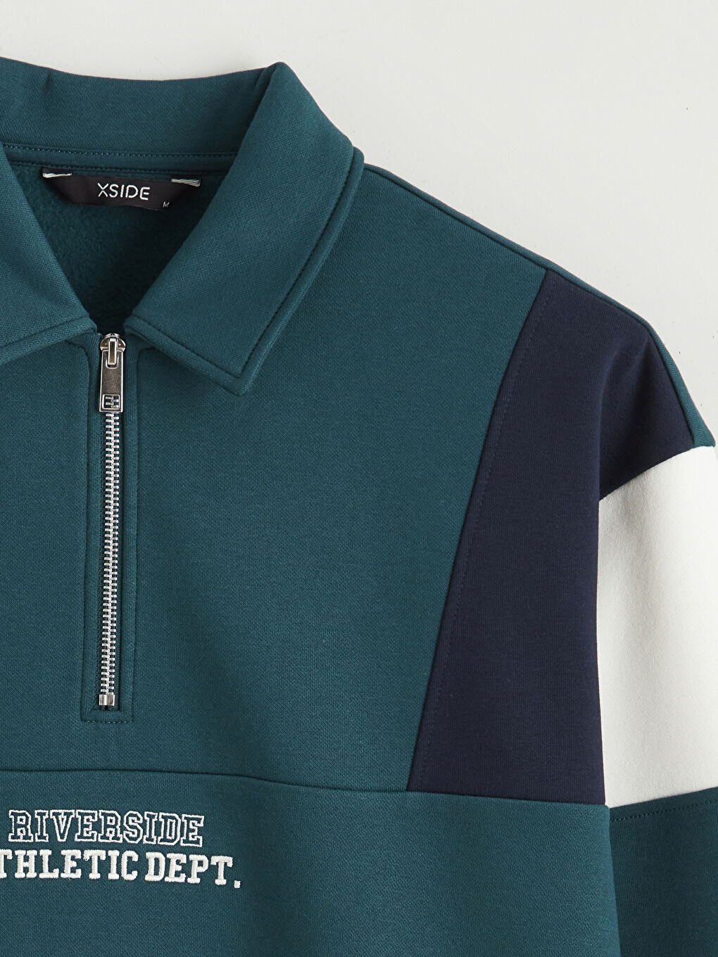 Petrol Polo Yaka Baskılı Erkek Sweatshirt-6