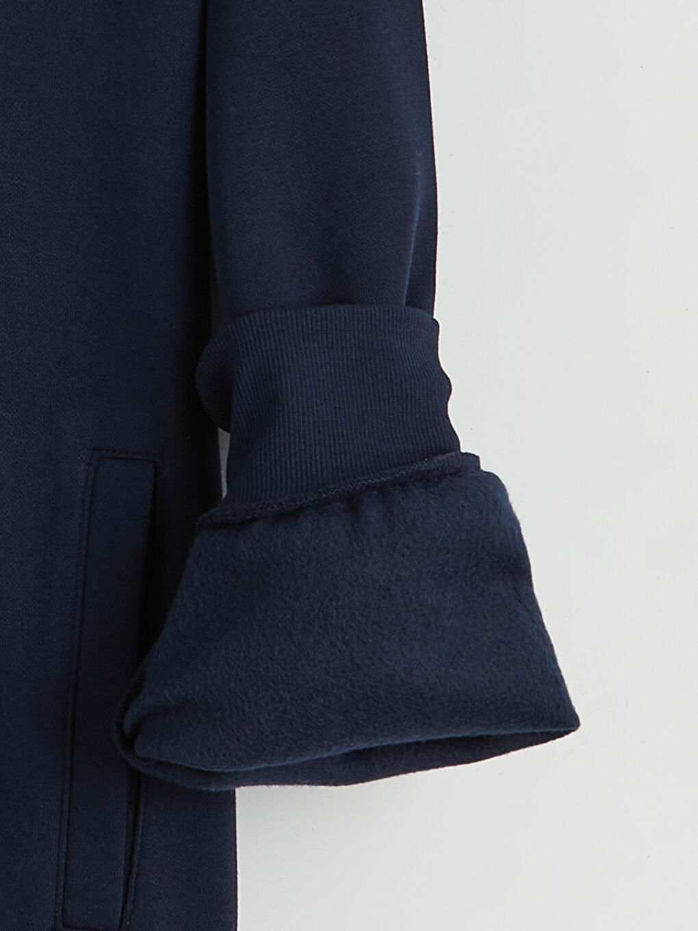 Lacivert Rahat Kalıp Erkek Fermuarlı Sweatshirt-5