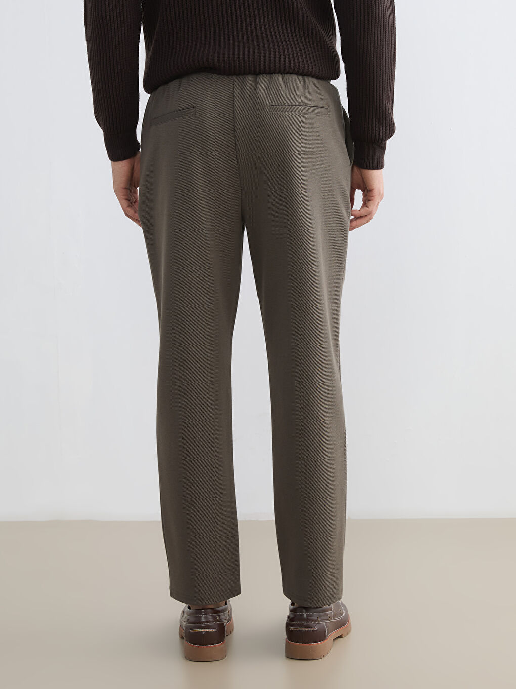 Elastic Waist Regular Fit Men's Trousers-3