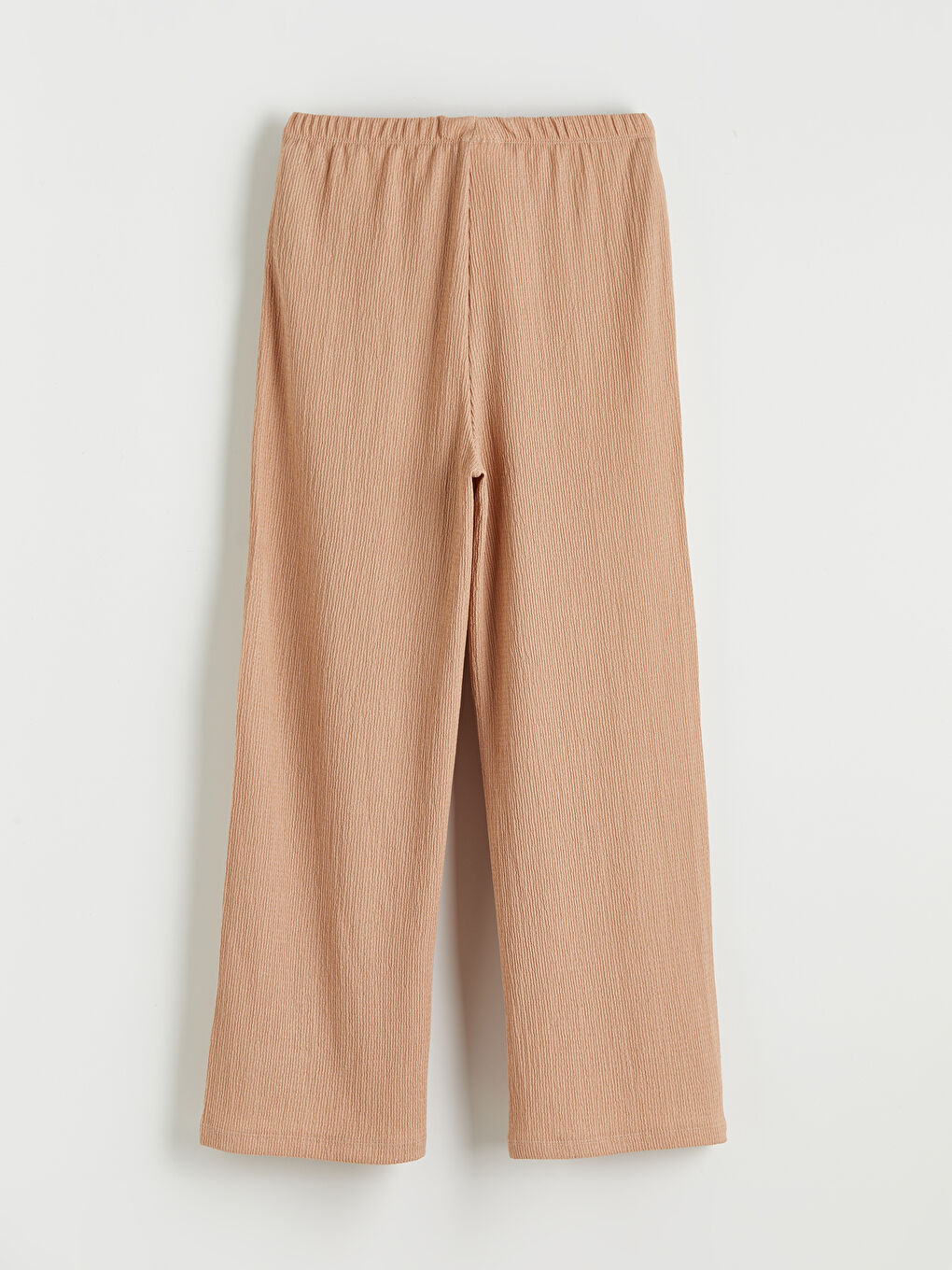 Kahverengi Beli Lastikli Geniş Paça Kız Çocuk Pantolon-1