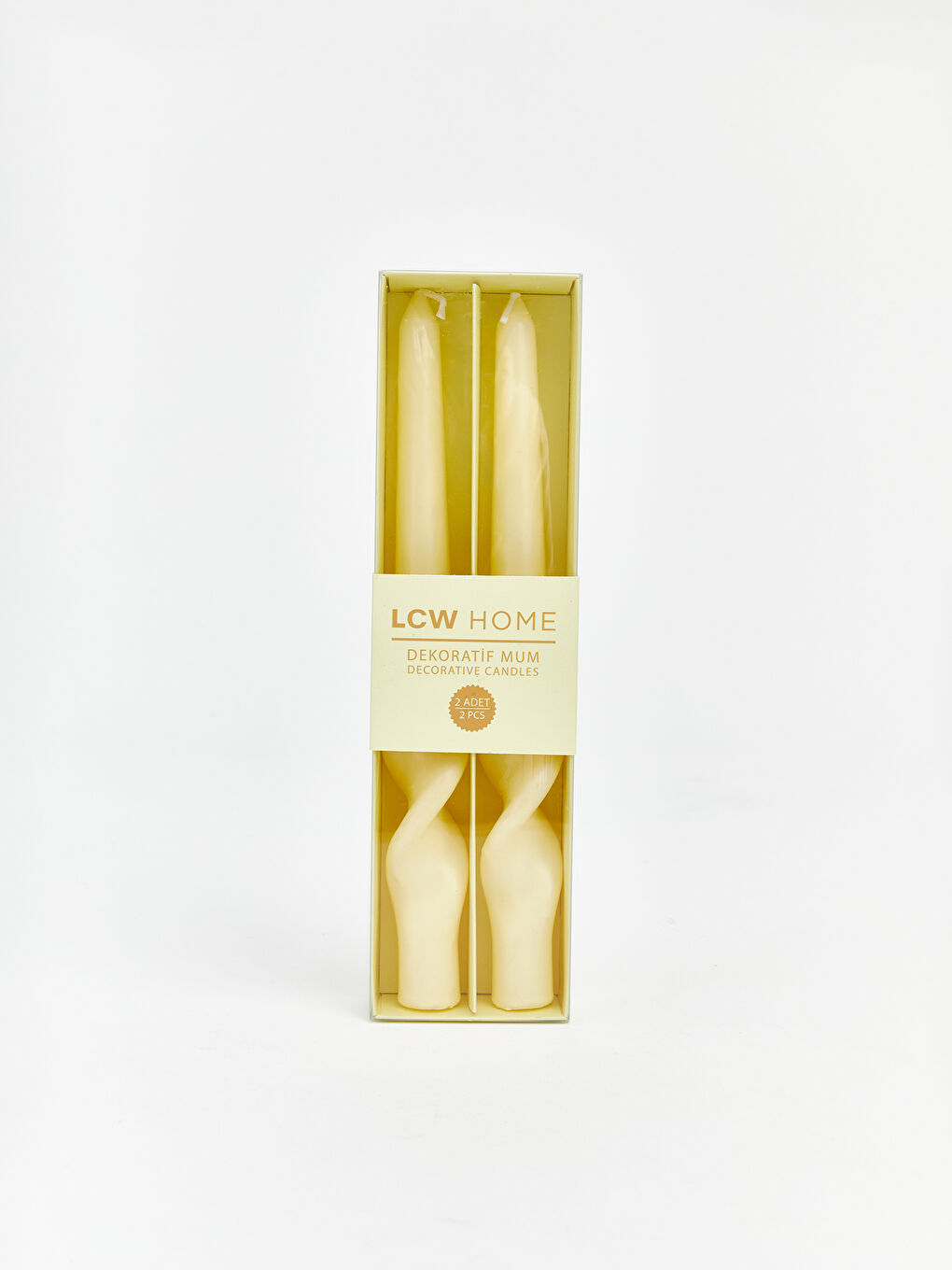 Sarı Dekoratif Şamdan Mum 2'li-2