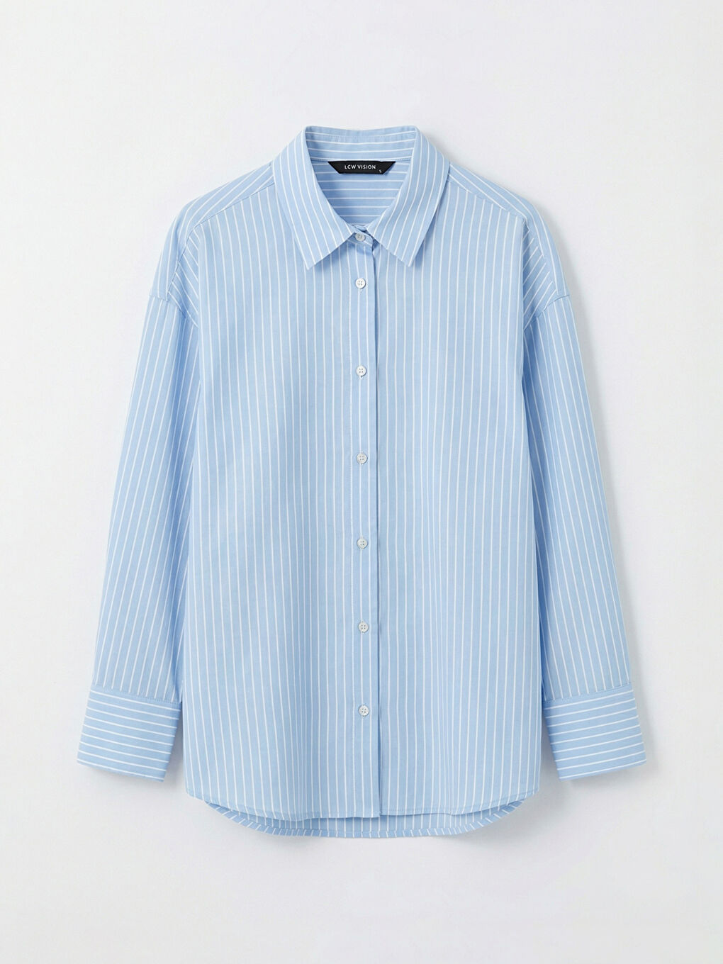 Полосатая рубашка оверсайз из ткани оксфорд для женщин-4