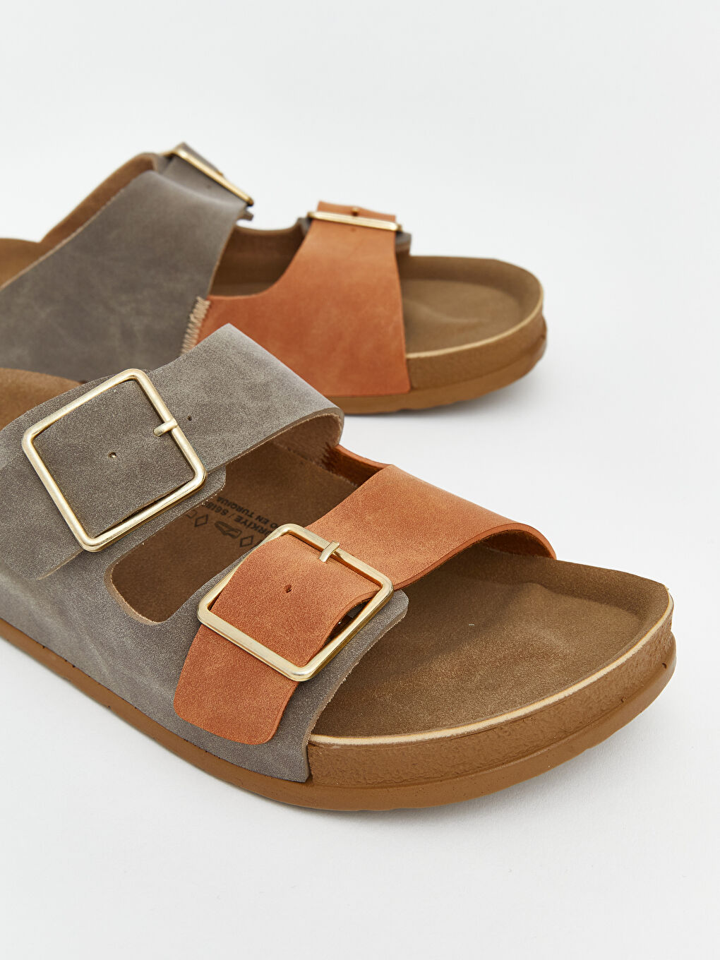 Kahverengi Çift Bantlı Kadın Terlik-2