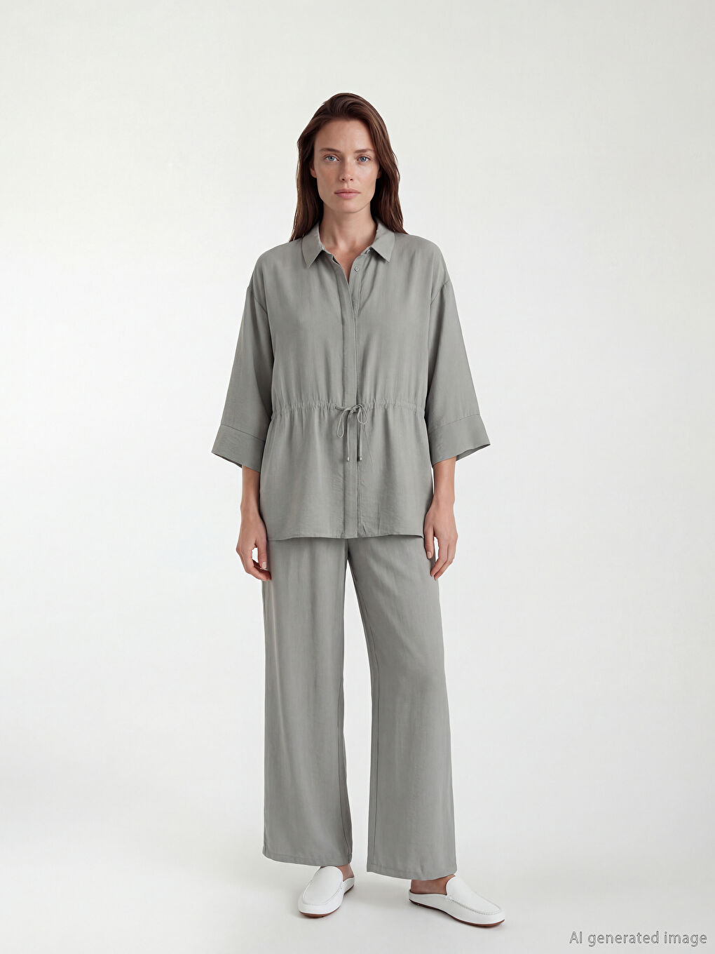 Chemise Femme Froncée en Tissu Froissé-1