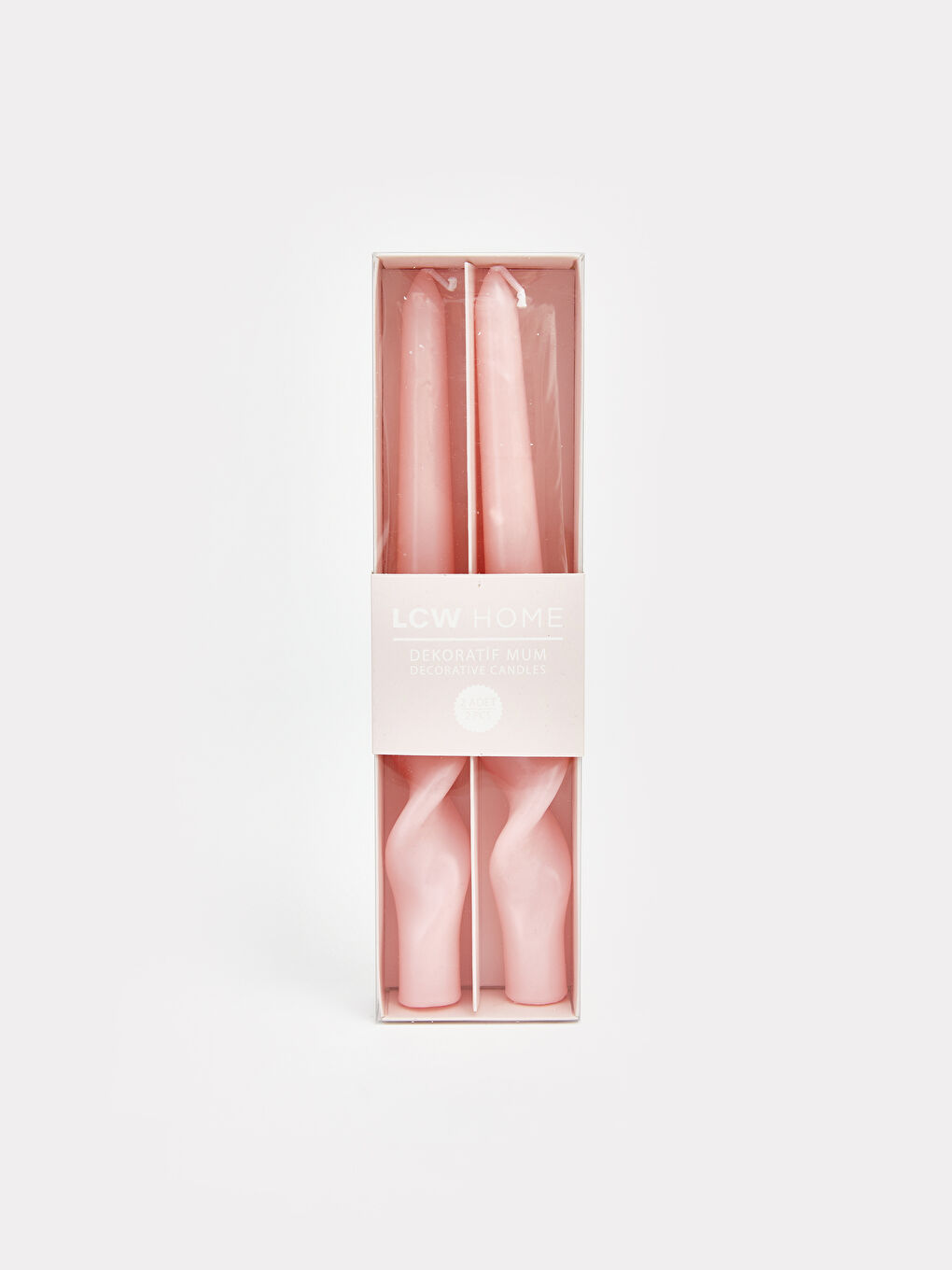 Pembe Dekoratif Şamdan Mum 2'li-2